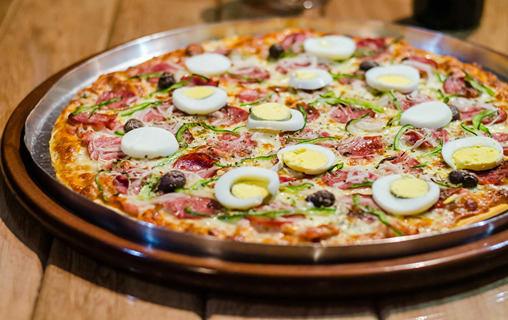 Pepperoni and egg pizza
